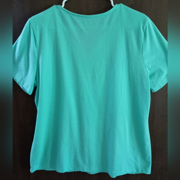 Coral Bay Aqua/Lt Mint Palm Tree Beaded Tee - Picture 3 of 5